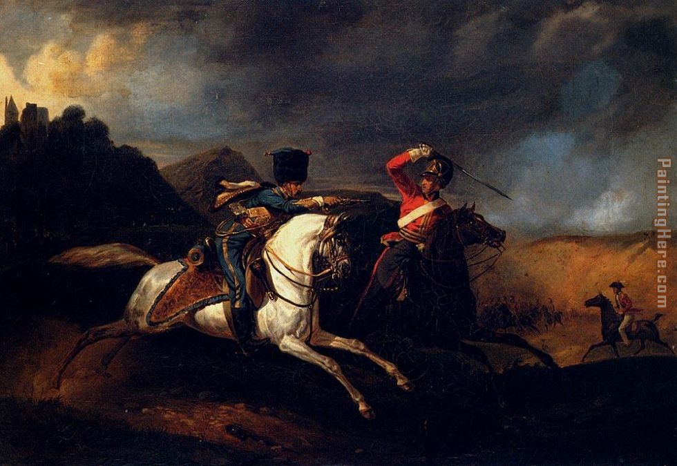 Two Soldiers On Horseback painting - Horace Vernet Two Soldiers On Horseback art painting